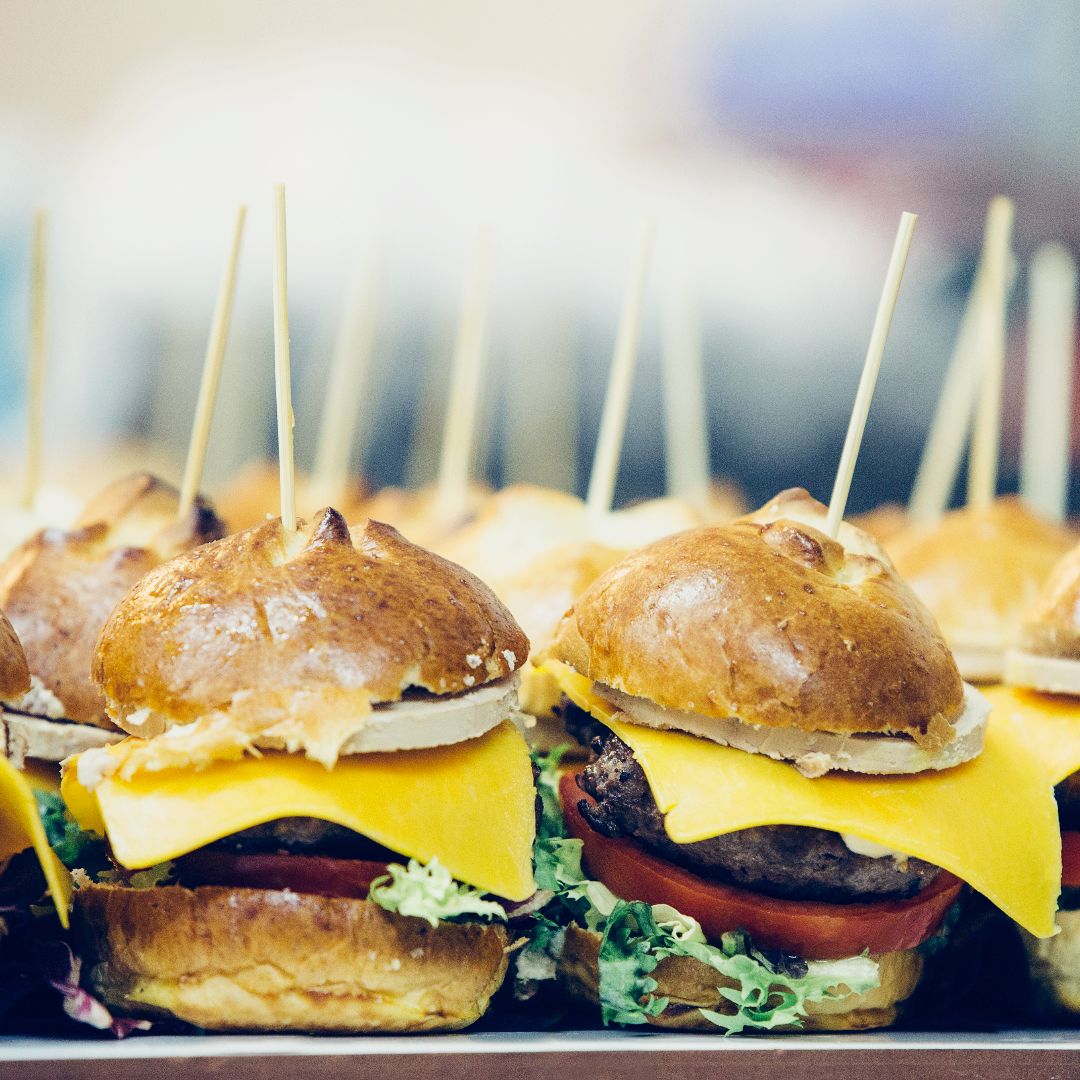 a row of burgers