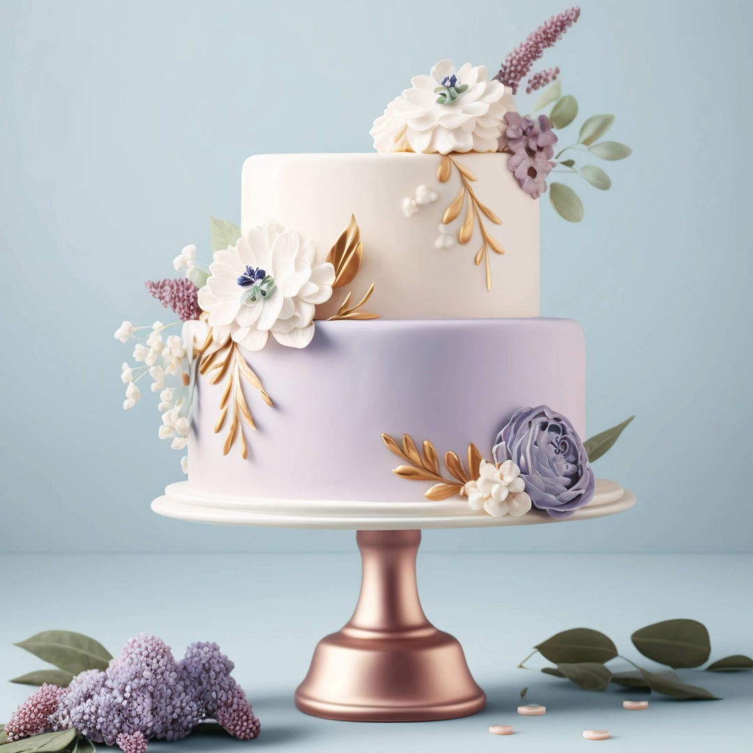 two tier cake with flower decoration