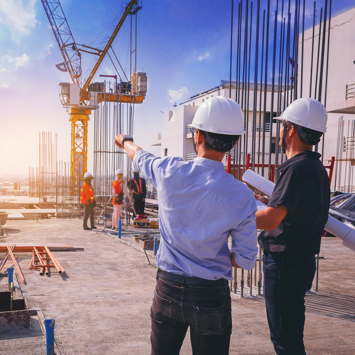 two men inspecting a engineering site