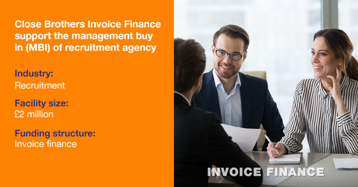 Recruitment finance deal. Management buy in. Recruitment MBI