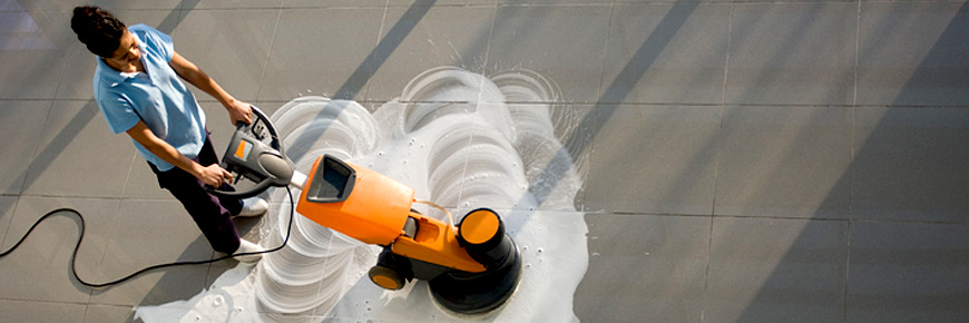 Woman cleaning floor