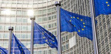 EU flags outside a building