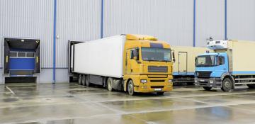 Lorries arriving at a logistics depot